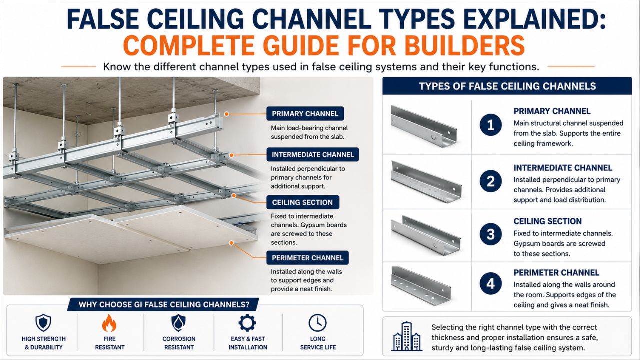 False Ceiling Channel Types Explained Complete Guide for Builders